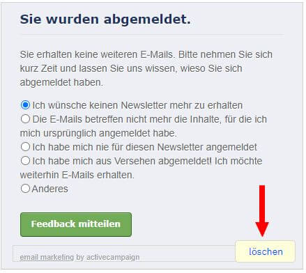 Möglichkeiten ActiveCampaign nutzen Werbung löschen