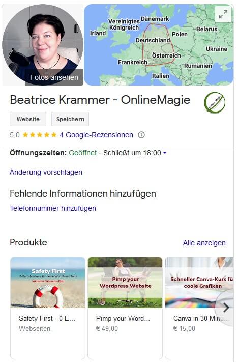 Google My Business Profil Beatrice Krammer