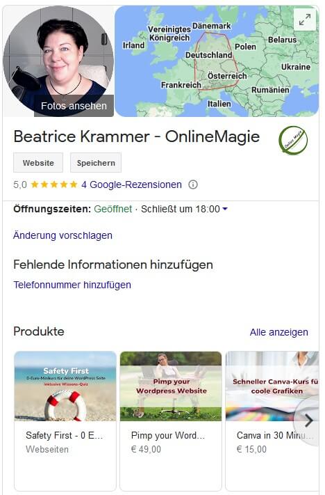 028 - Google My Business Profil Beatrice Krammer Google My Business Profil Beatrice Krammer