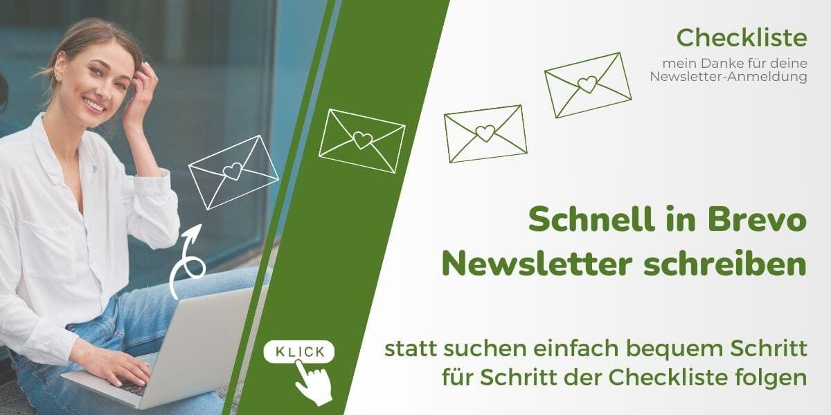 Checkliste Newsletter Brevo - glückliche Frau mit Laptop